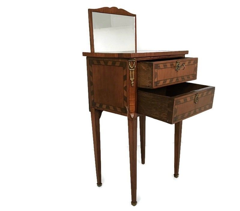 Gorgeous Cabinet Chest Of Drawers Hallway Table With Mirror Marquetry Inlay Wood photo furniture
