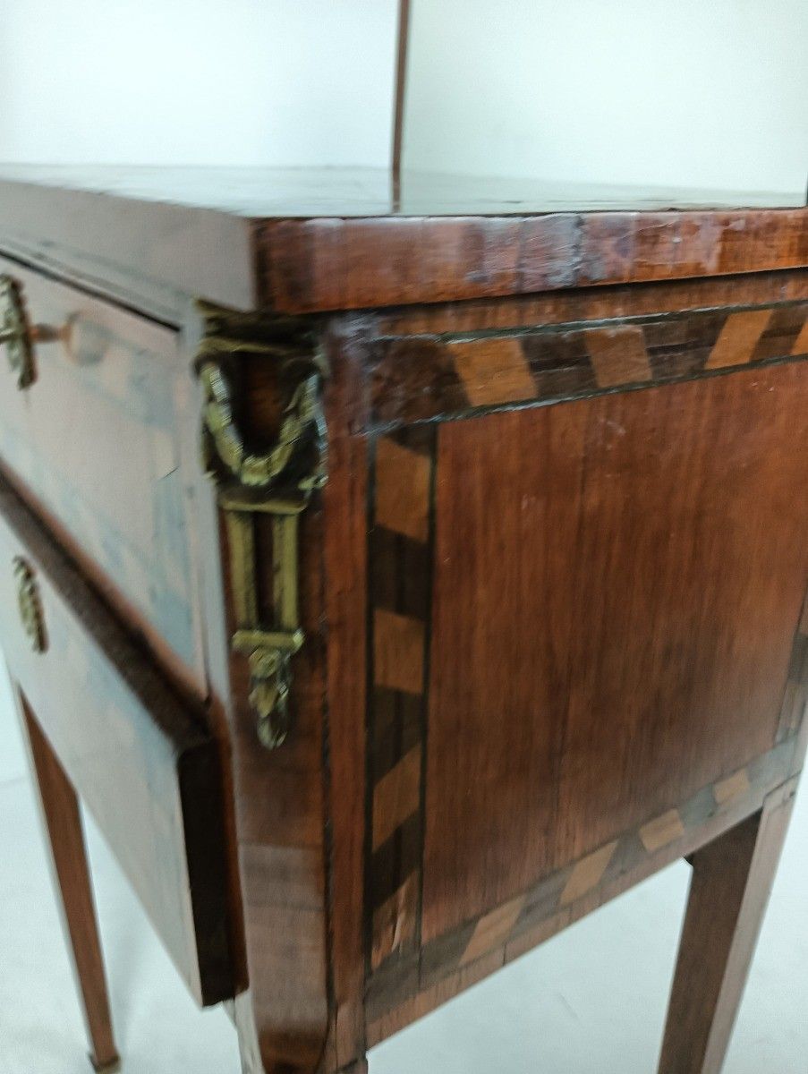 Gorgeous Cabinet Chest Of Drawers Hallway Table With Mirror Marquetry Inlay Wood photo vintage