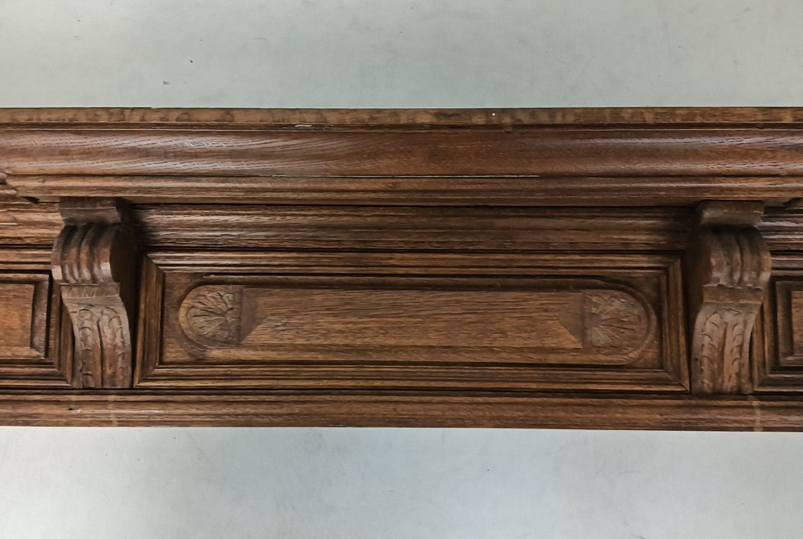 Heavy Large Antique Carved Wooden Pediment Over Door Trim Architectural Salvaged photo vintage