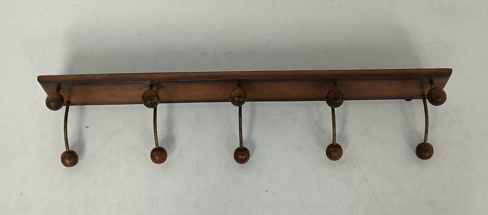 Modernist Wall Coat Hat Rack  Wooden Ball Hooks  Hallway Vintage Funky photo vintage
