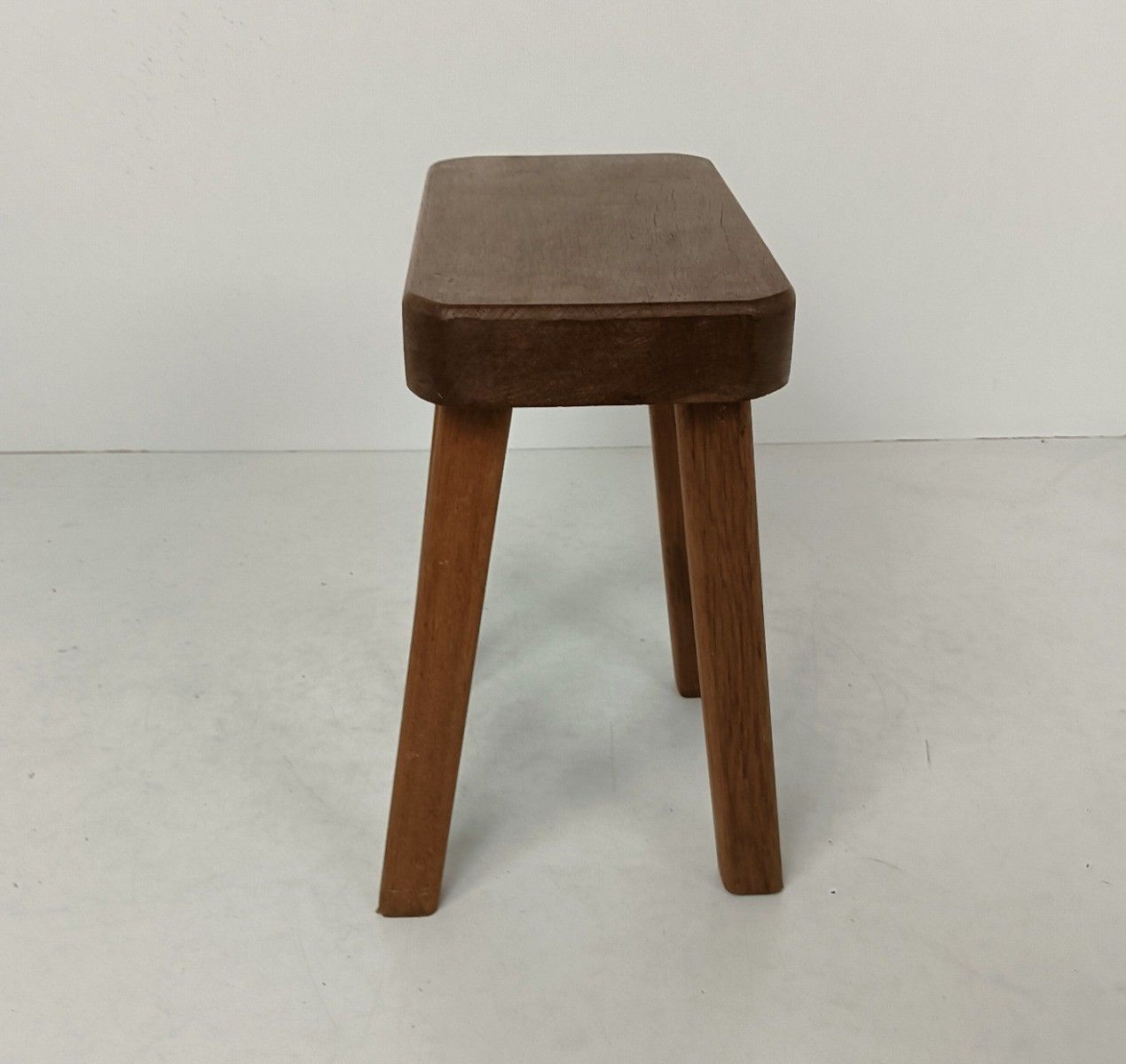 Antique  Carved Wooden Milking Stool Pedestal Plant Stand Side Table, Thick Top photo furniture