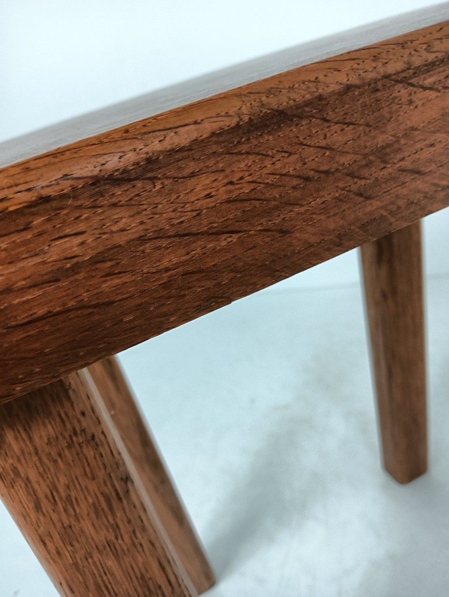 Antique  Carved Wooden Milking Stool Pedestal Plant Stand Side Table, Thick Top photo for sale