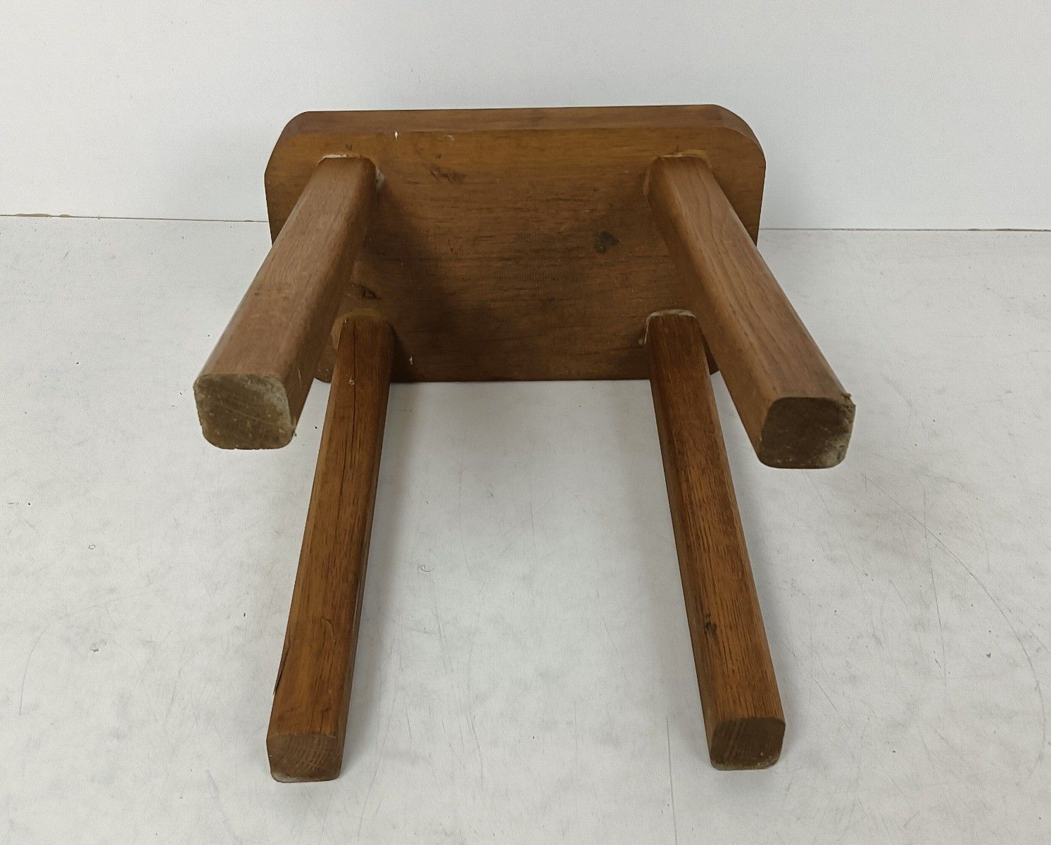 photo for sale Antique  Carved Wooden Milking Stool Pedestal Plant Stand Side Table, Thick Top