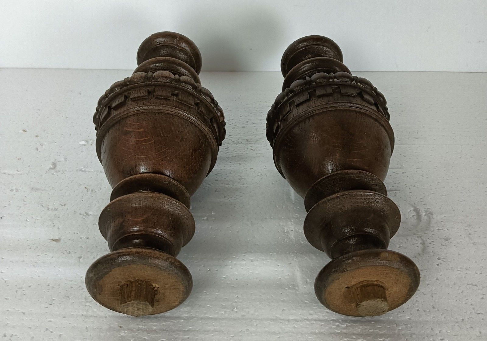 Set Of 2  Reclaimed Carved Wood Large Spindles Balusters Trim Posts Pillar Archi photo vinterior