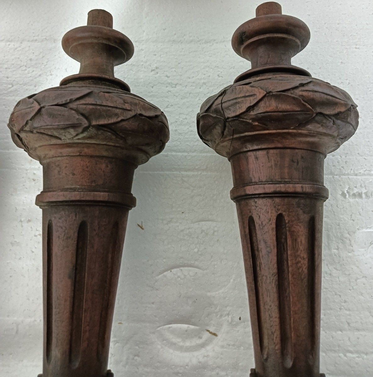 Set Of 4 Large Reclaimed Carved Wood Large Spindles Balusters Trim Posts Pillar photo buy