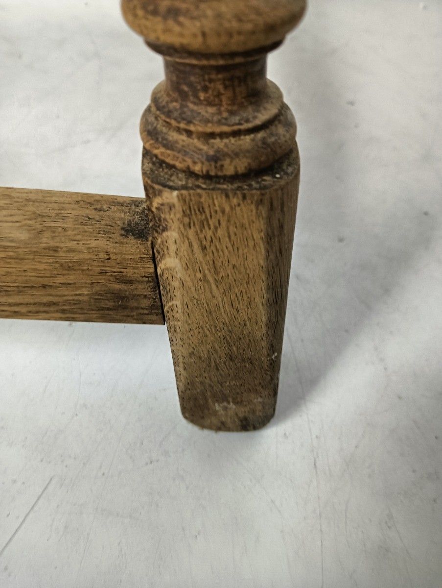 Antique Barn Style Plant Stand Pedestal Side Table Carved Wood Rustic Milking St photo furniture