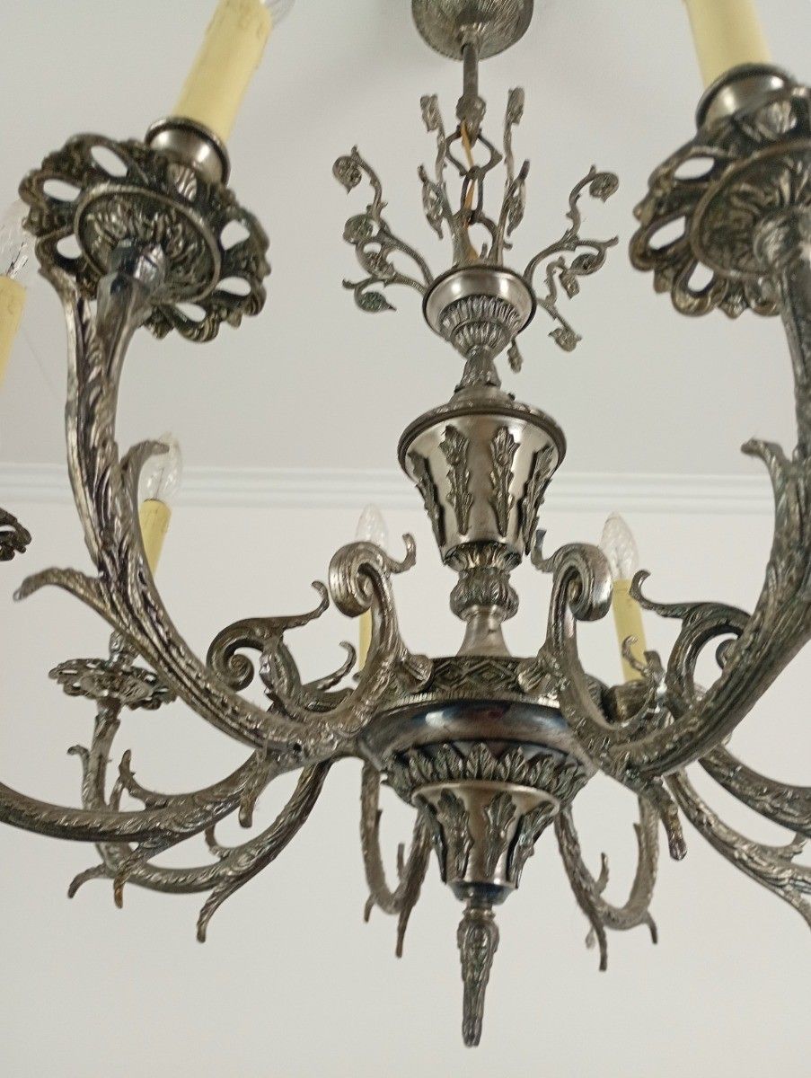 Chandelier  Silverplated Metal 9  Lights Arm Ceiling Fixture Neo Gothic Style photo Lighting