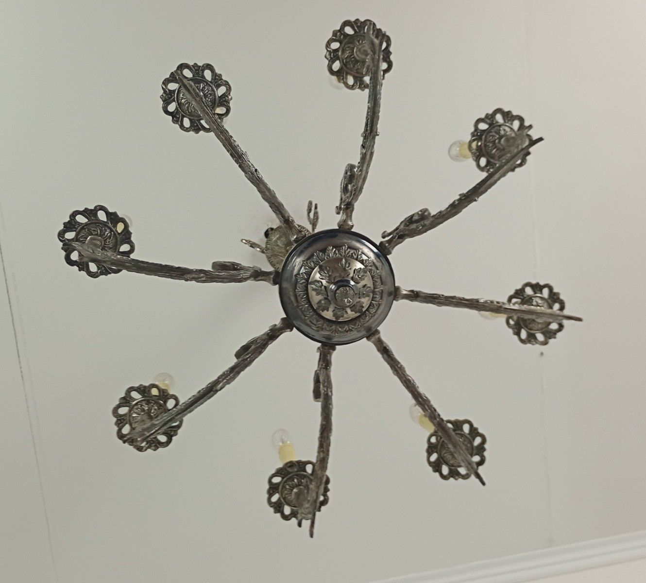 Chandelier  Silverplated Metal 9  Lights Arm Ceiling Fixture Neo Gothic Style photo 569.0