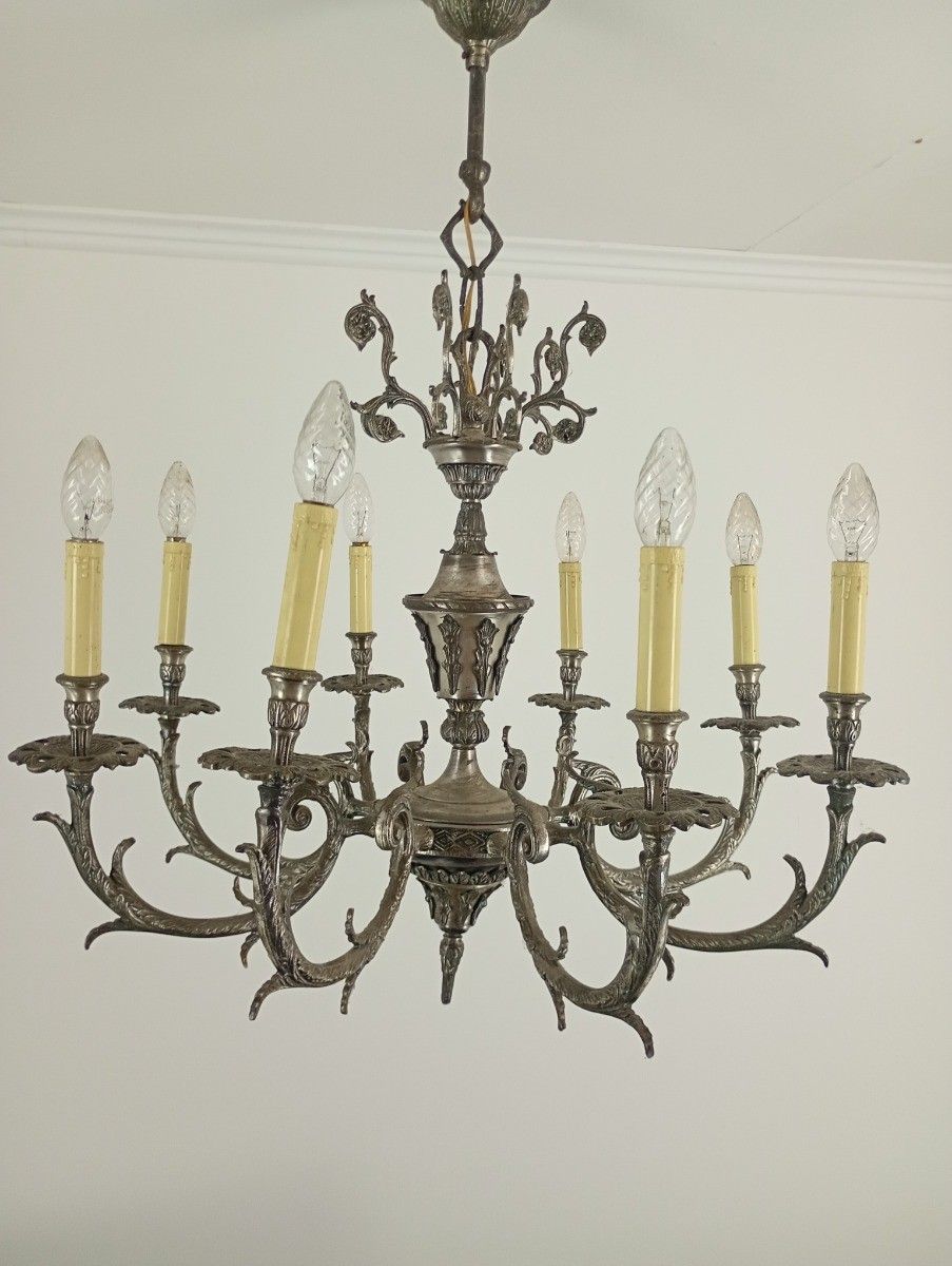 Chandelier  Silverplated Metal 9  Lights Arm Ceiling Fixture Neo Gothic Style photo buy