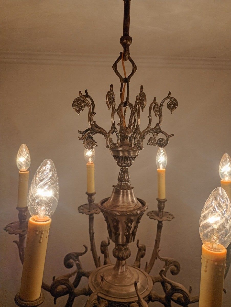 photo furniture Chandelier  Silverplated Metal 9  Lights Arm Ceiling Fixture Neo Gothic Style