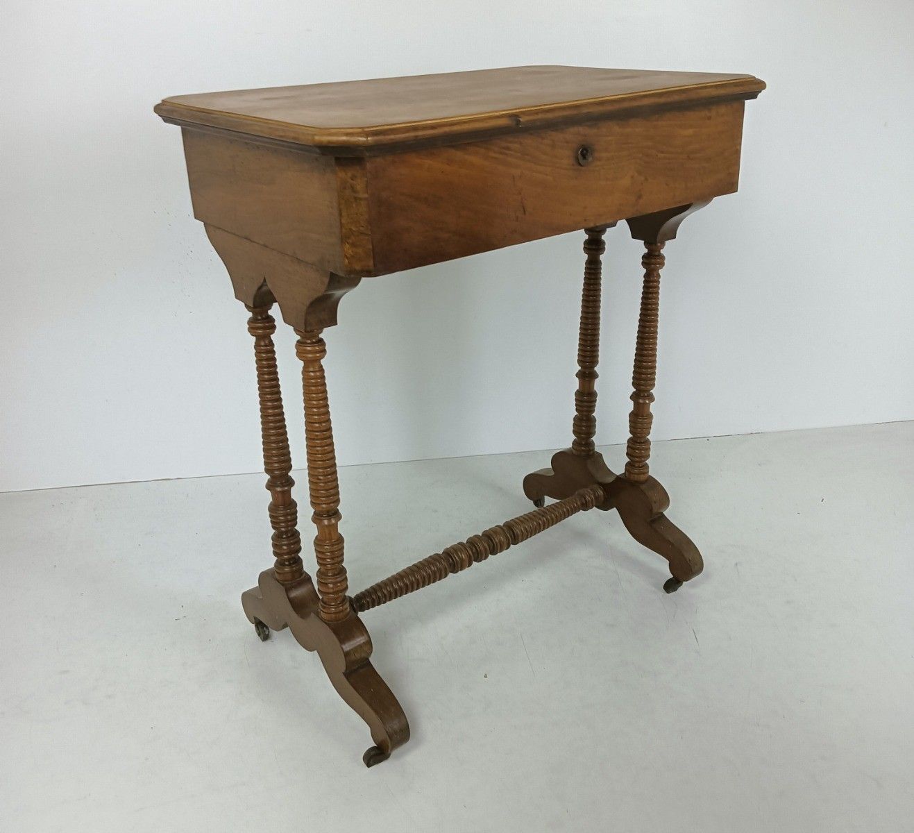 Antique Art Deco Sewing Quilting Box Table Cabinet Desk On Wheels photo for sale
