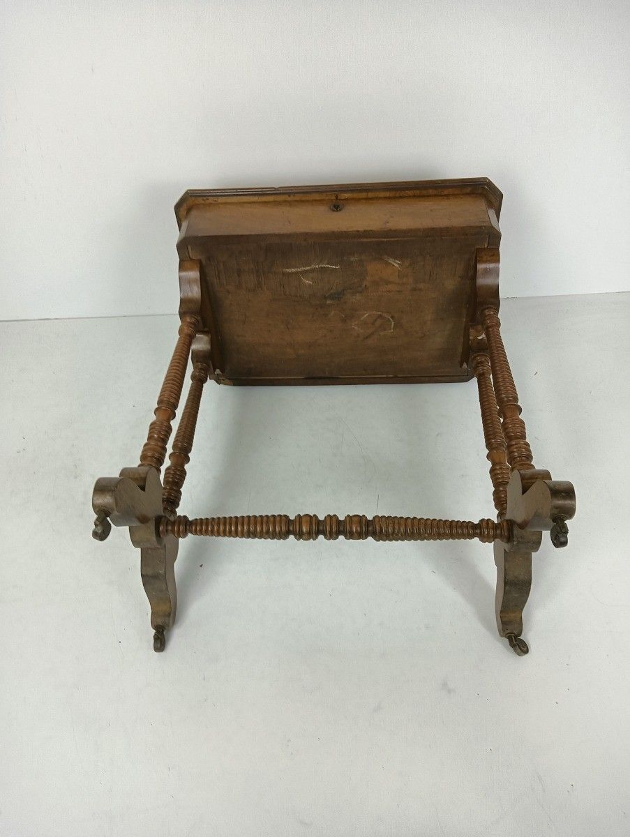 487.0 Antique Art Deco Sewing Quilting Box Table Cabinet Desk On Wheels photo