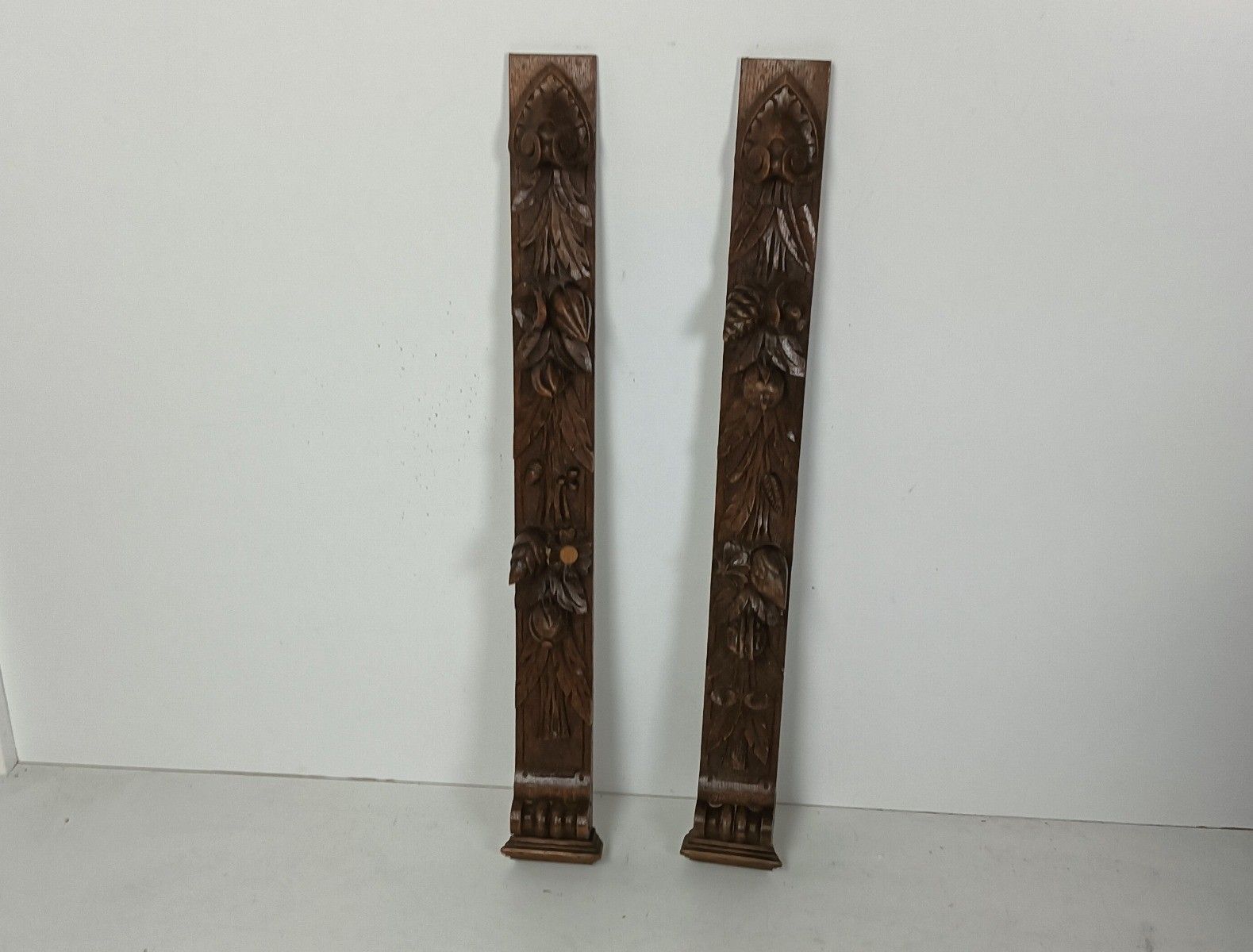 2 Pieces Antique French Carved Wood Reclaimed Architectural Trims Pediments Salv photo furniture