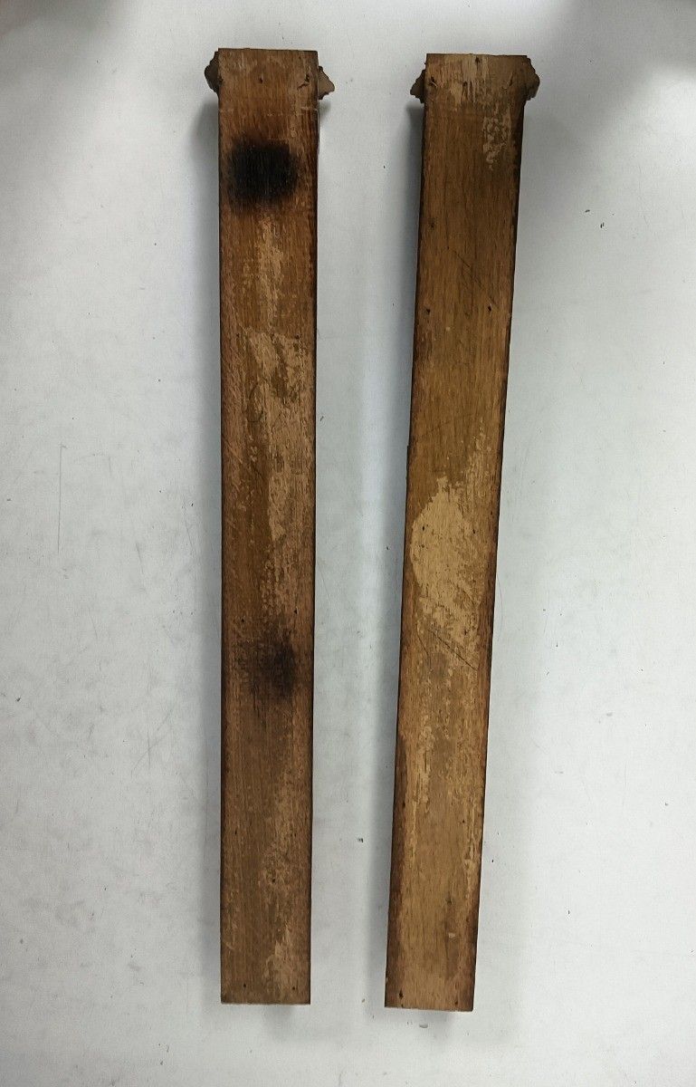 2 Pieces Antique French Carved Wood Reclaimed Architectural Trims Pediments Salv photo Home Decor