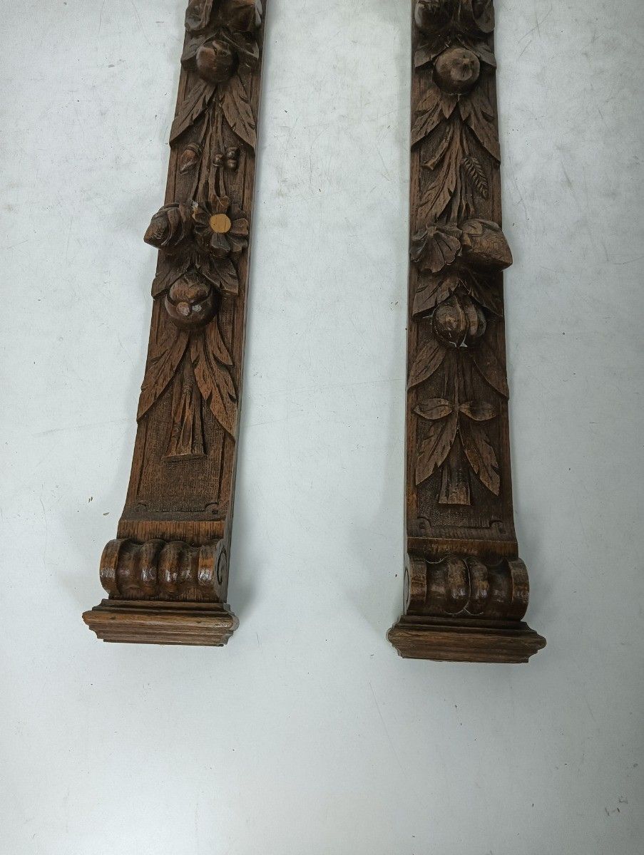 2 Pieces Antique French Carved Wood Reclaimed Architectural Trims Pediments Salv photo vinterior
