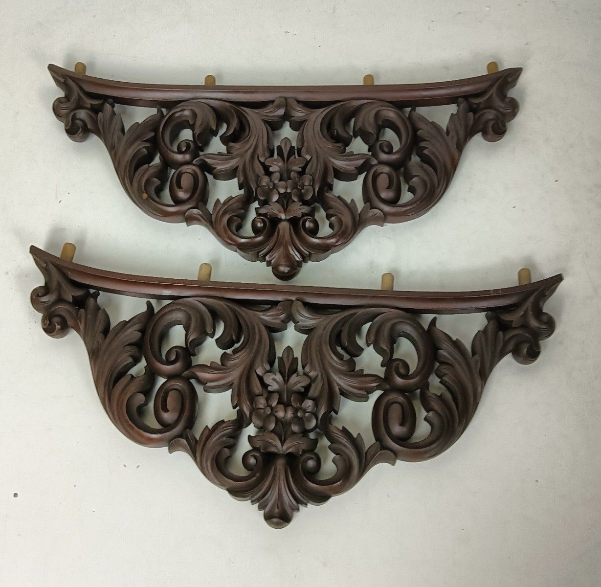 Pair Hand Carved Ornate Antique Pediments Over Door Wood  Reclaimed Architectura photo Home Decor
