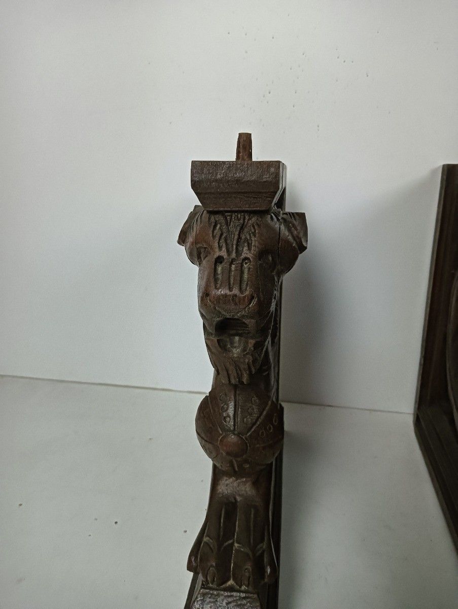 photo for sale Couple  French Corbels Dragons Hand Carved Wood Brackets Gothic Architectural He