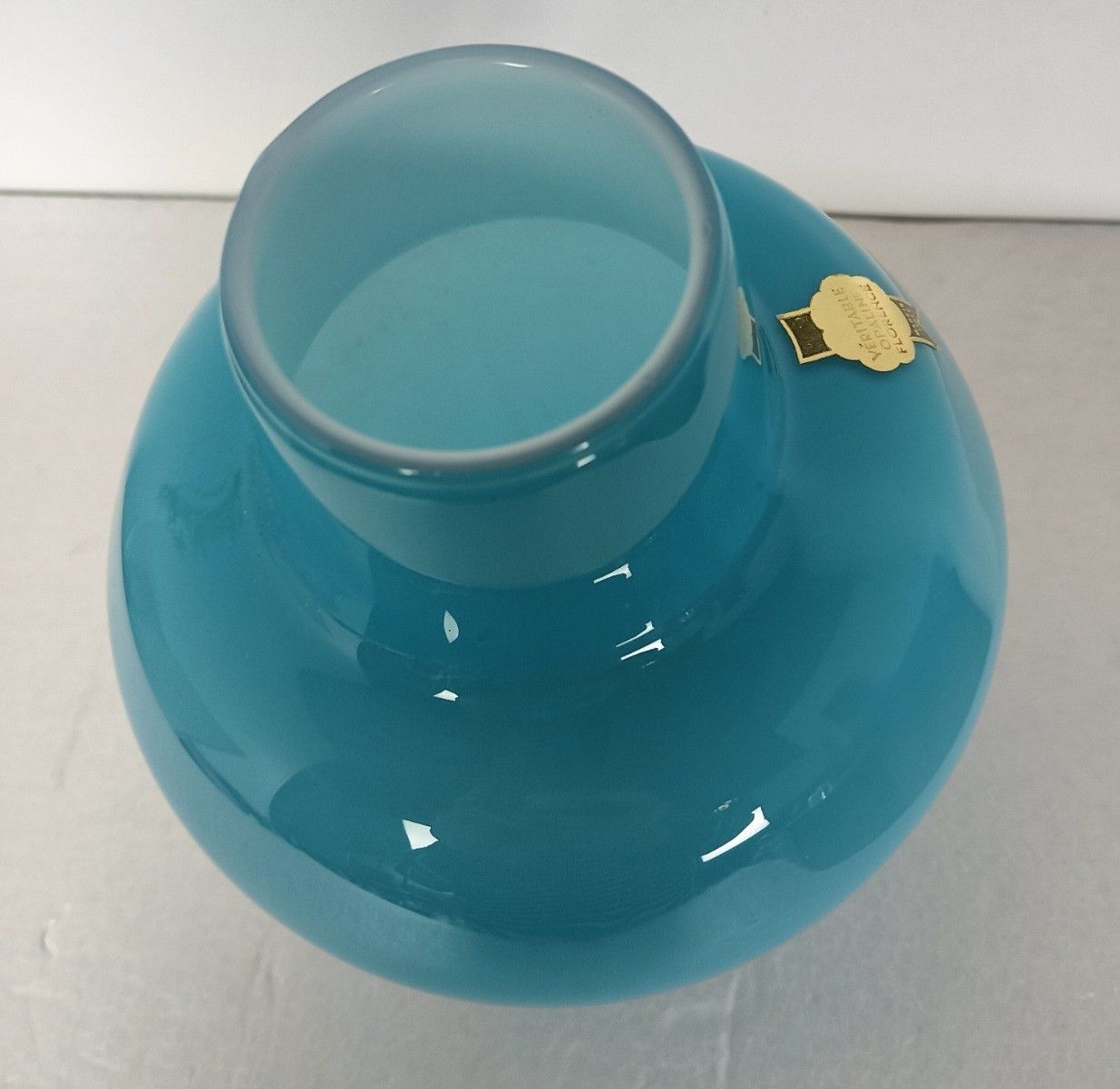 Vintage Aqua Blue Opaline Art Glass Italian Vase  Retro Lovely photo Home Decor