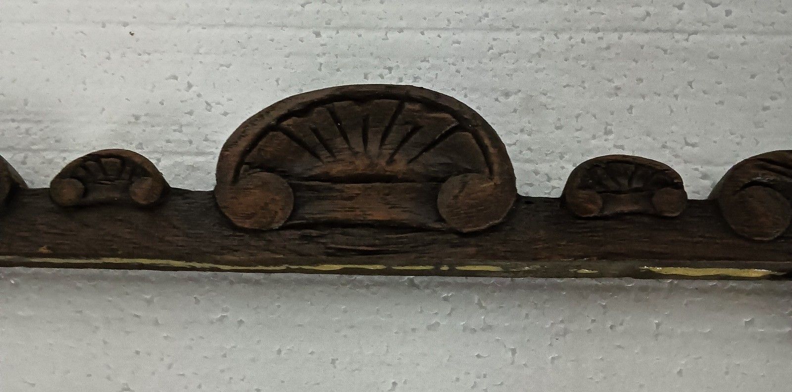 Small Antique Hand Carved Wooden Pediment Over Door Trim Reclaimed Architectural photo 64.0
