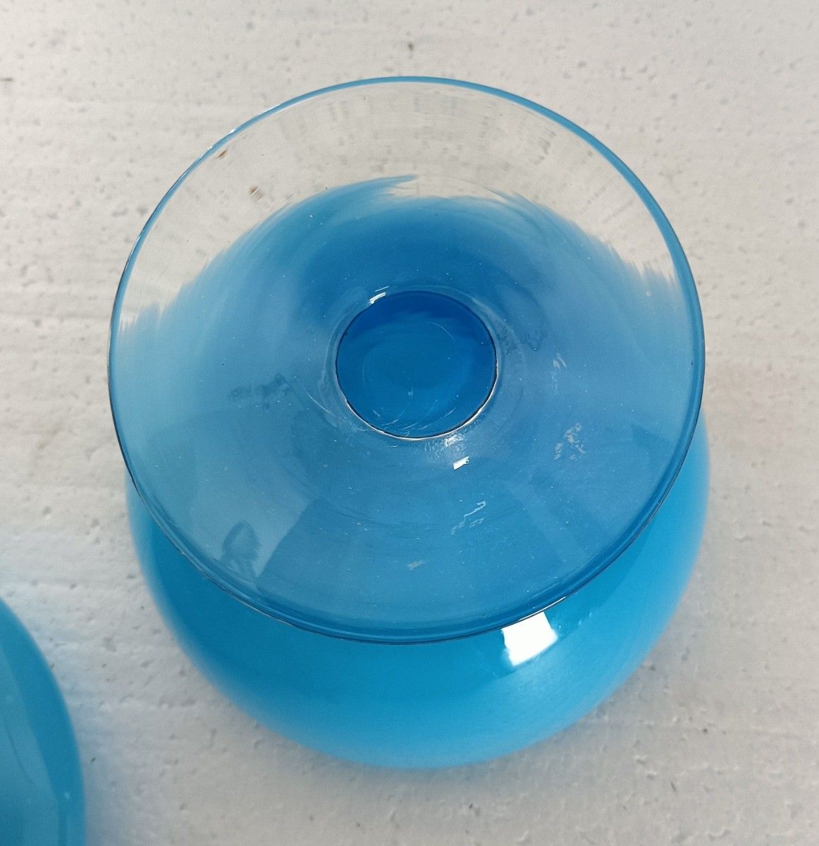 Vintage Goblet Apothecary Candy Jar Lidded Art Glass Baby Blue  Bonbonniere Ital photo furniture