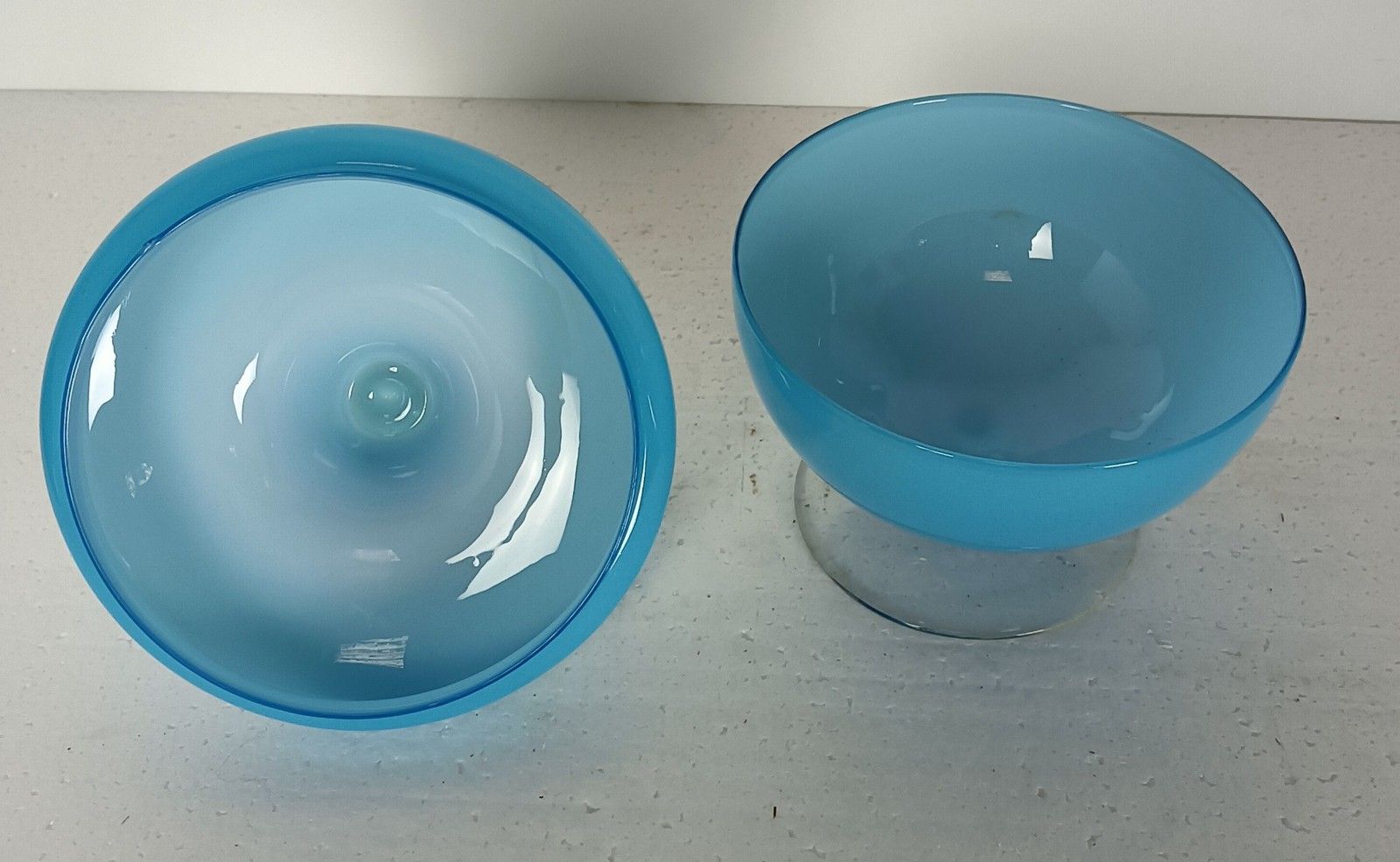 Vintage Goblet Apothecary Candy Jar Lidded Art Glass Baby Blue  Bonbonniere Ital photo 161.0