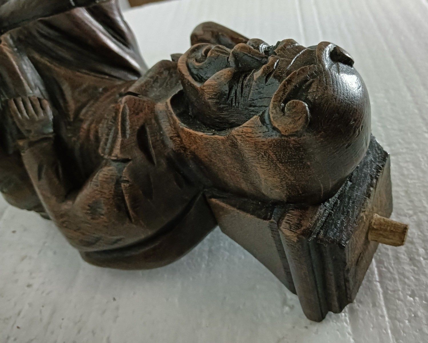 Pair Corbels Hand Carved Wood Panels Architectural Reclaimed Figurines Soldiers photo vintage