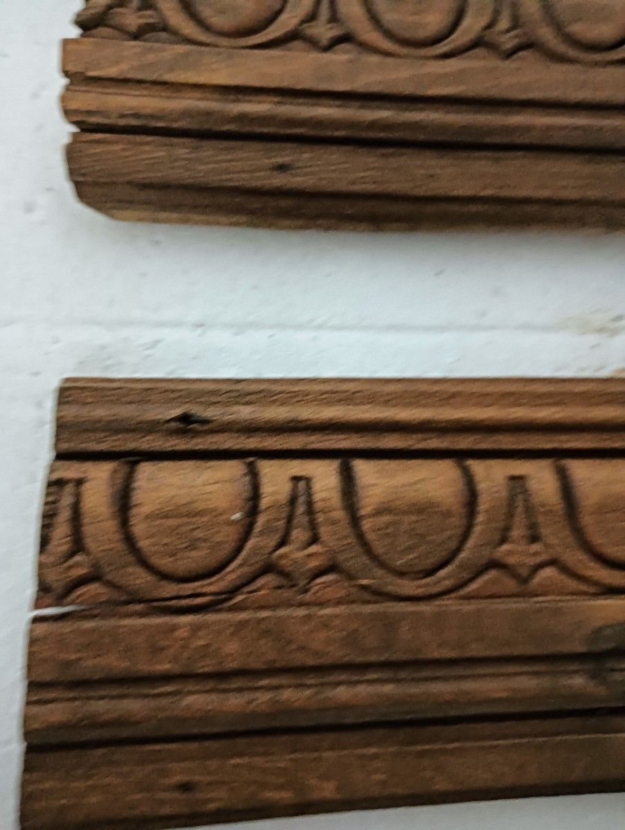 Set Of 4 Trims Corbels Pediments Boards Carved Wood Reclaimed Antique Salvaged A photo for sale