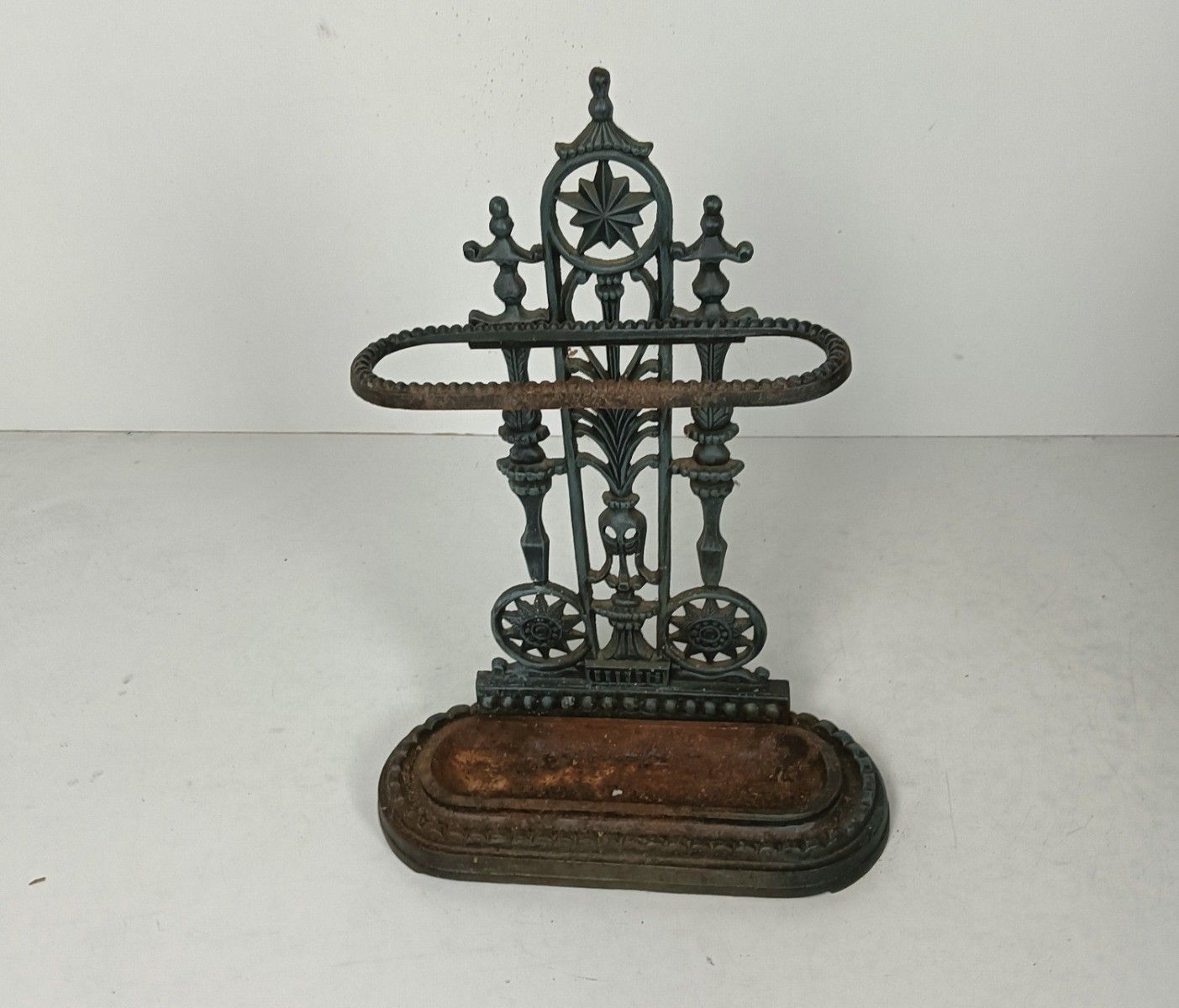 Antique Victorian Cast Iron Umbrella Walking Stick Cane Stand photo for sale