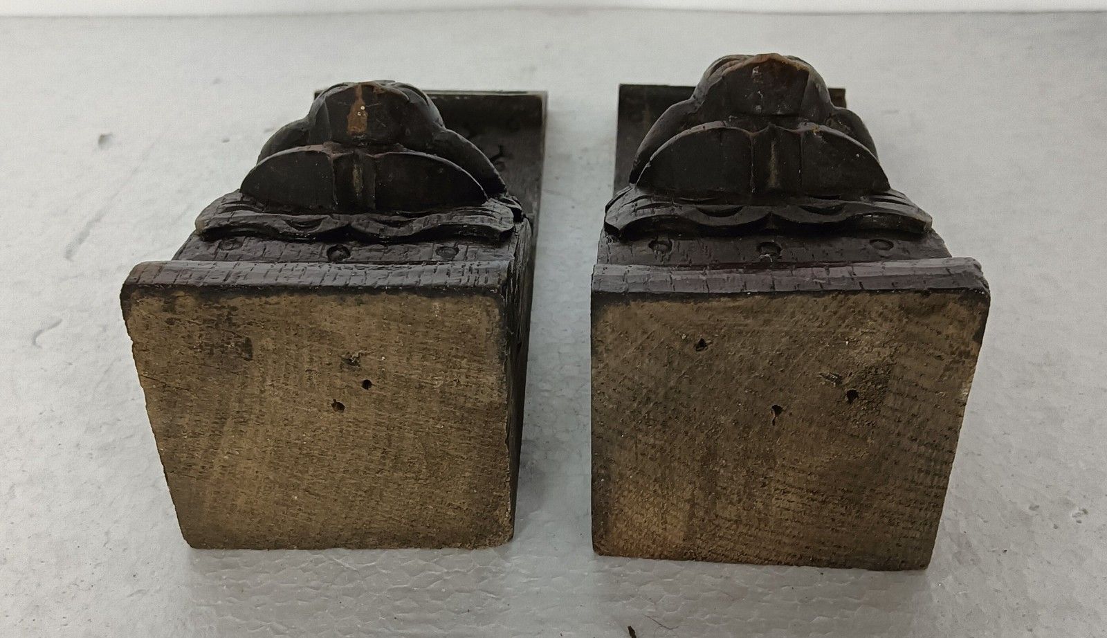 Home Decor Antique Pair Corbels Hand Carved Wood Architectural Reclaimed Loon Heads Trims L photo