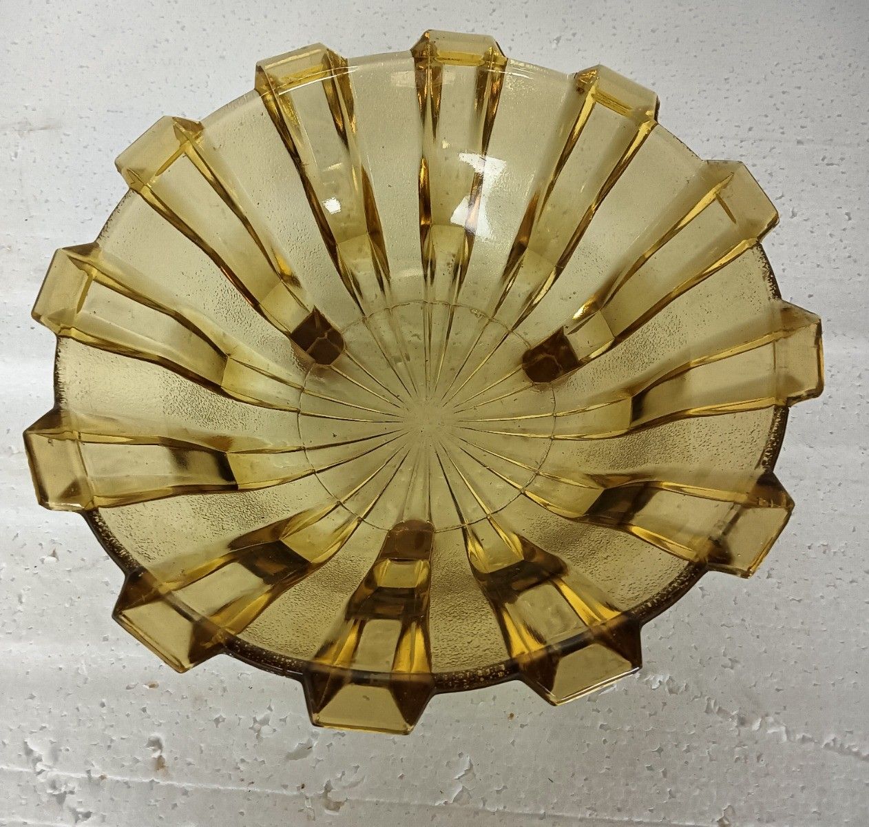 Verrerie De Scailmont Henri Heemskerk Art Deco Schaal, Model Cubiste Brown L photo buy