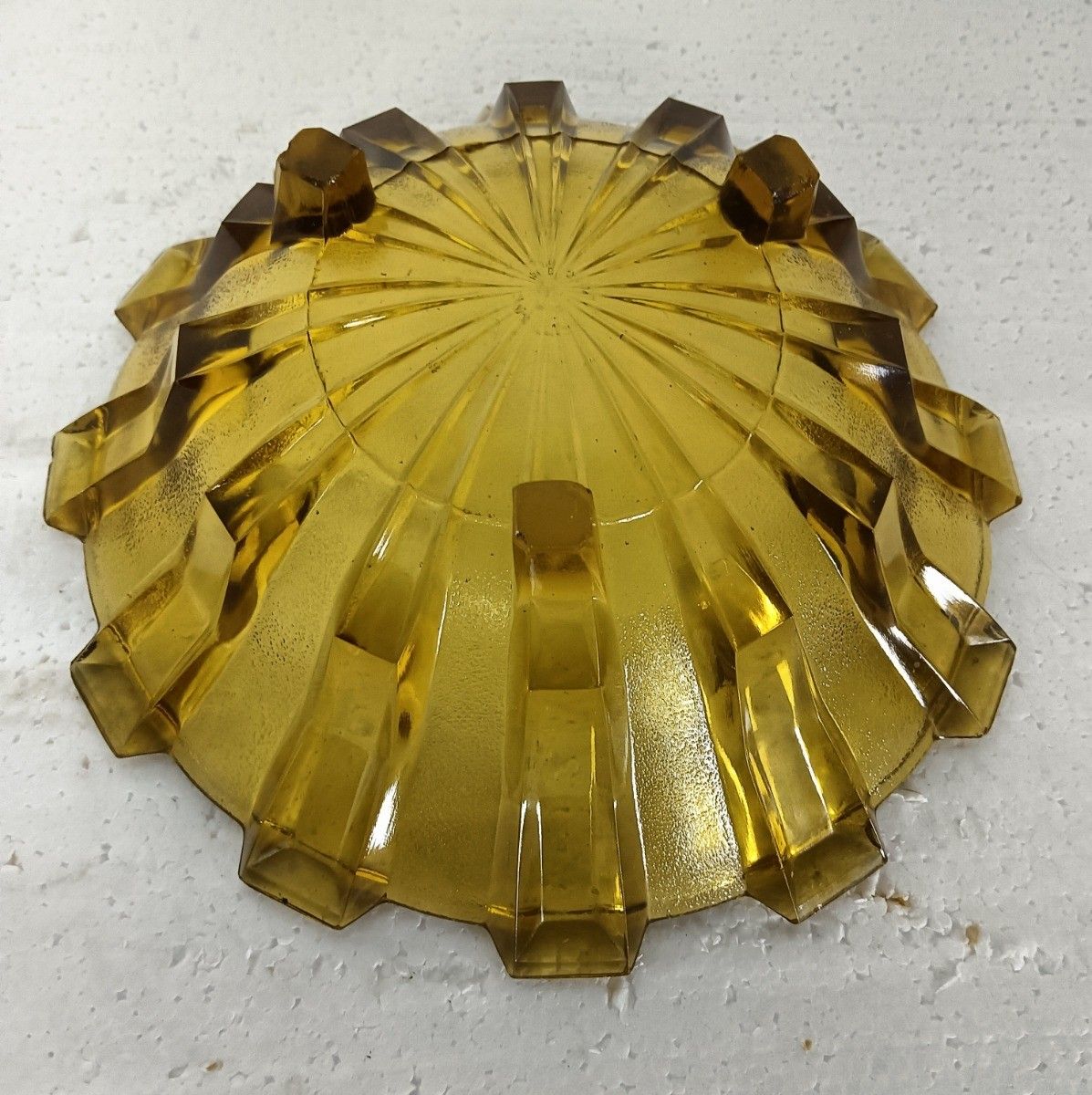 Verrerie De Scailmont Henri Heemskerk Art Deco Schaal, Model Cubiste Brown L photo vintage