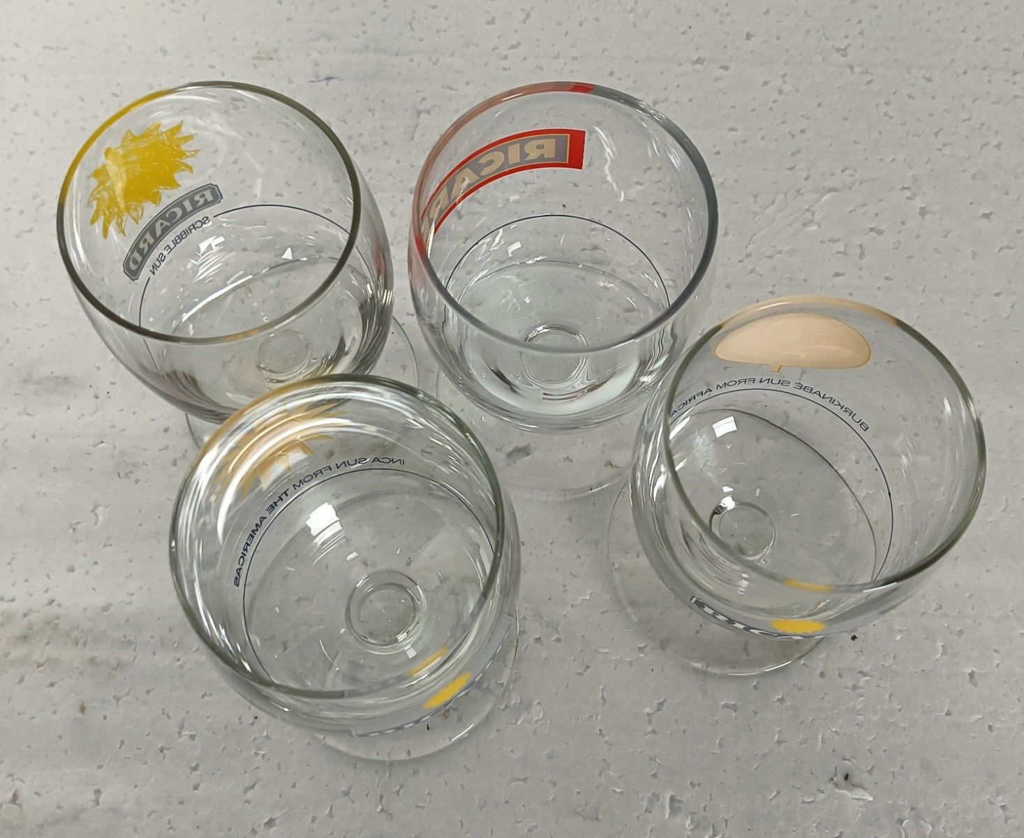 Set Of 4 Different Vintage French Ricard Glasses Pastis Apero France photo Home Decor