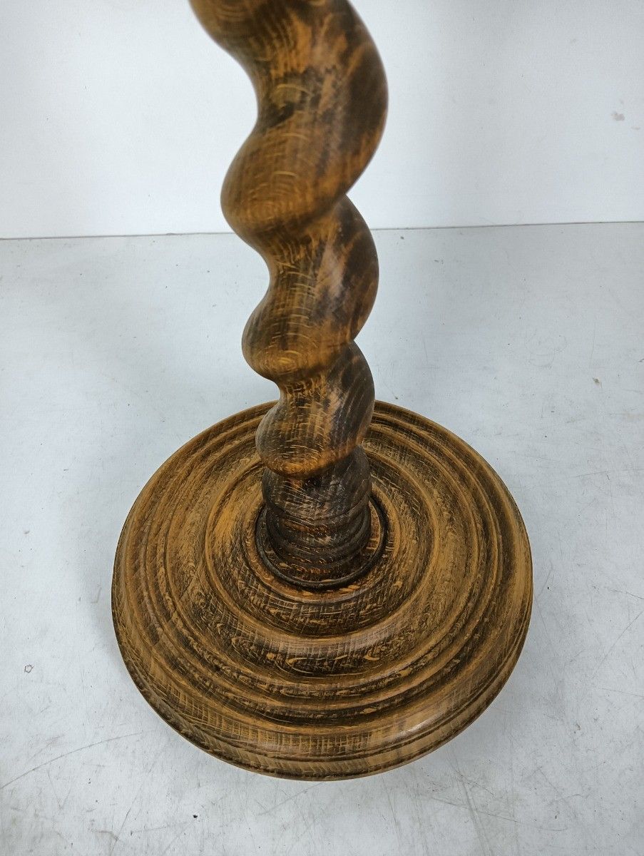 Large Vintage Hand Carved Wooden Barley Twist Pedestal Plant Stand Side Table Ba photo Furniture
