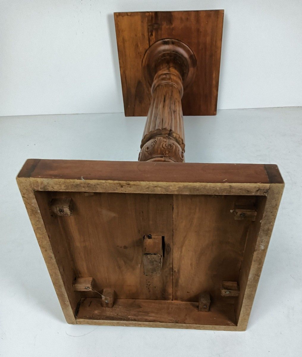 photo vinterior Wooden Pillar Pedestal Display Side Occasional Table Bonsai Plant Stand Ornate V