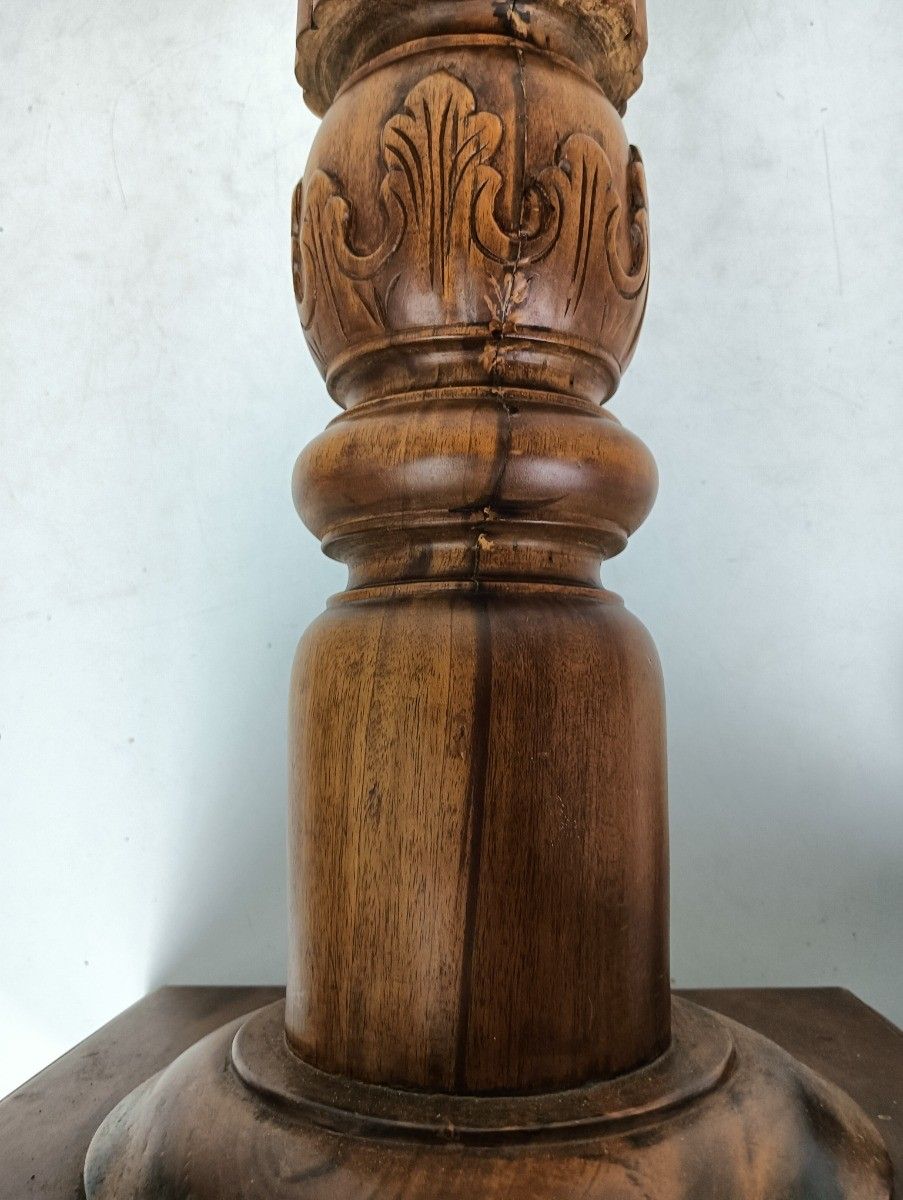 photo buy Wooden Pillar Pedestal Display Side Occasional Table Bonsai Plant Stand Ornate V