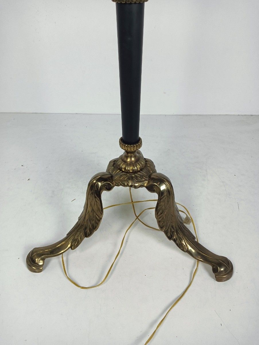 Large Standing Floor Lamp French Empire Brass Wood Hollywood Regency Vintage Wow photo vinterior