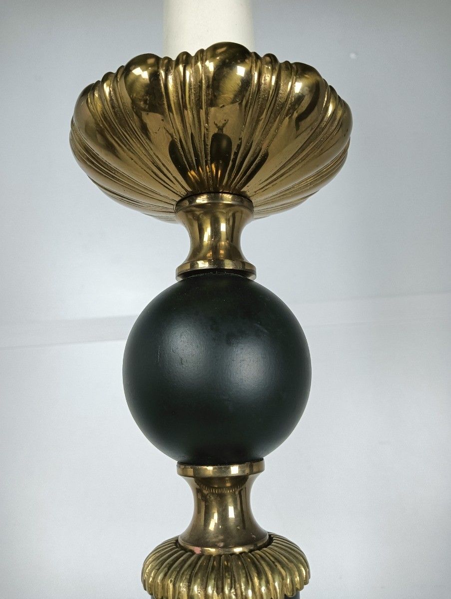 Large Standing Floor Lamp French Empire Brass Wood Hollywood Regency Vintage Wow photo buy
