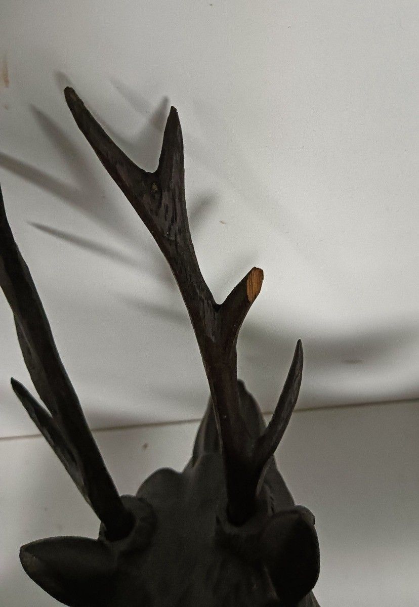 Antique Hand Carved Wooden Pediment Over Door Deer Black Forest Reclaimed Archit photo vintage