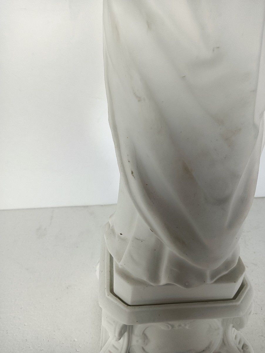 Large Antique French Bisque Porcelain Statue Madonna Virgin Mary Infant Jesus photo buy