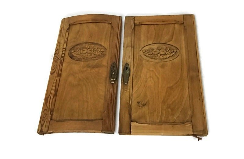 Small Cabinet Doors Panels Couple Antique Bentwood Pine Wood Reclaimed Cabinet A