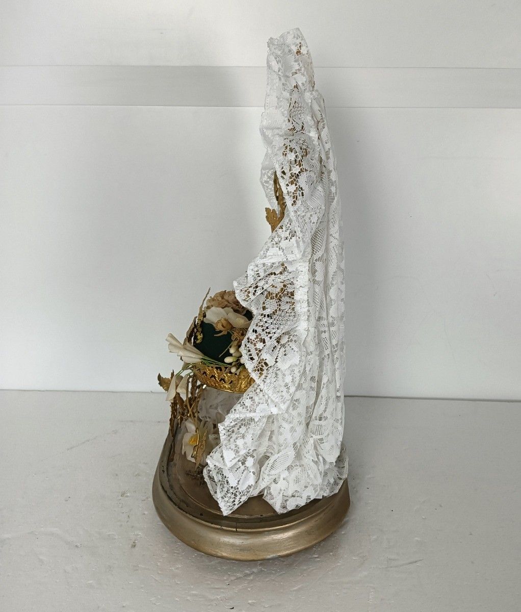 photo for sale Oval Antique 1800s Victorian French Bridal Wedding Dome Gold Ormulu Gilt Leafs F