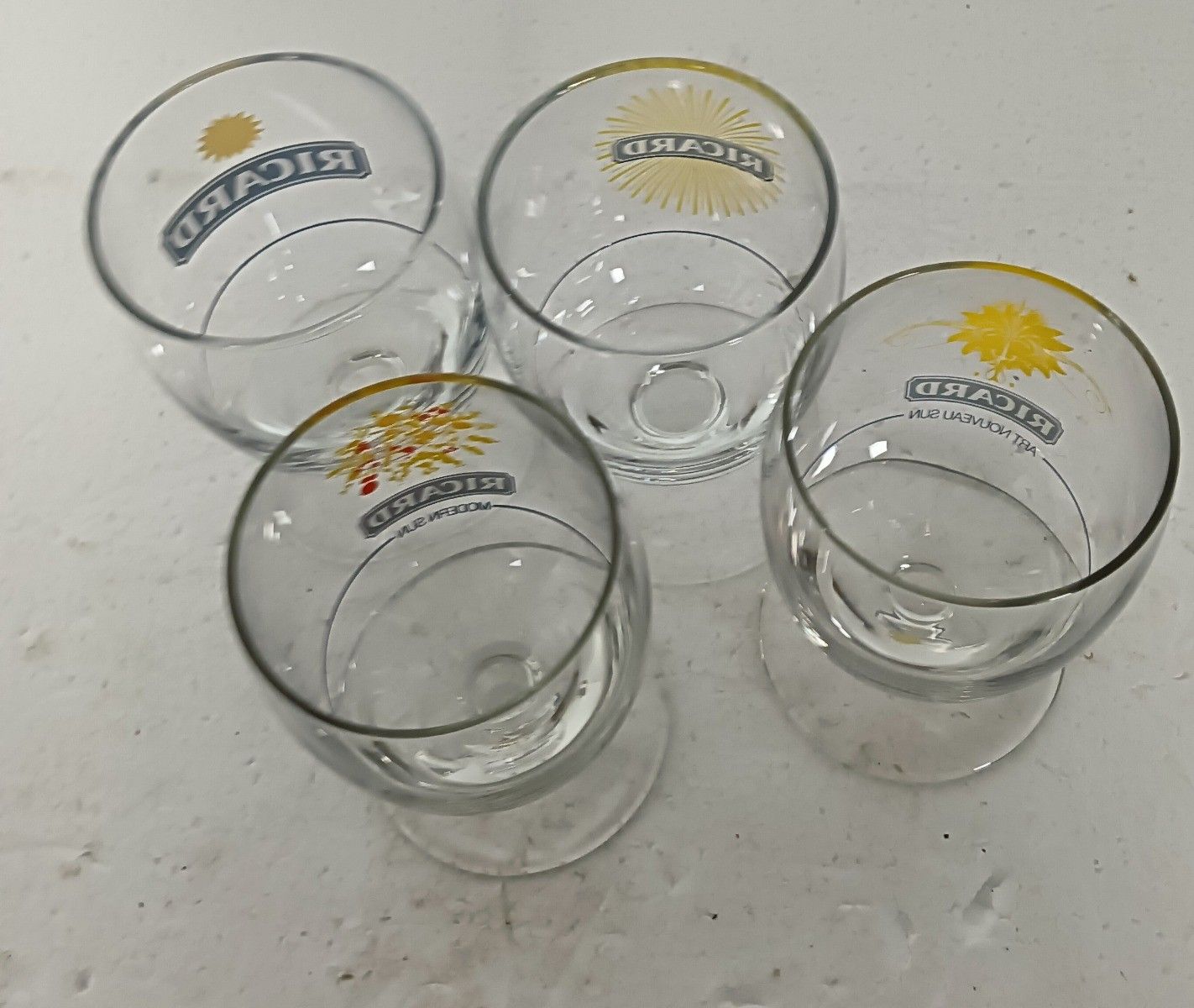 Different Vintage French Ricard Glasses Pastis Apero  Collector Set Of 4 France photo 59.0