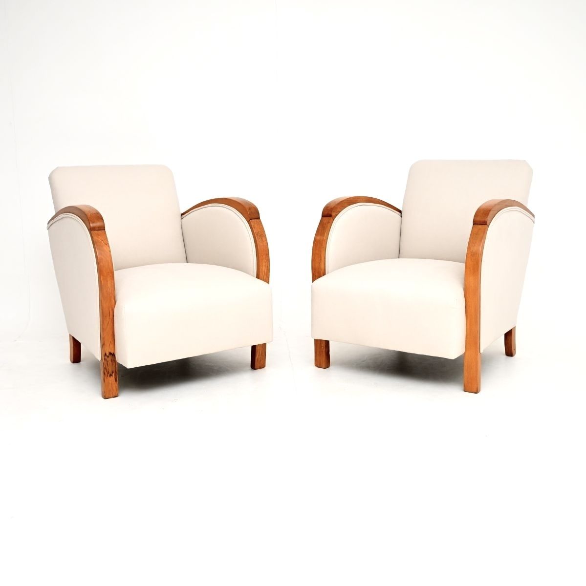 Pair Of Swedish Art Deco Armchairs In Walnut