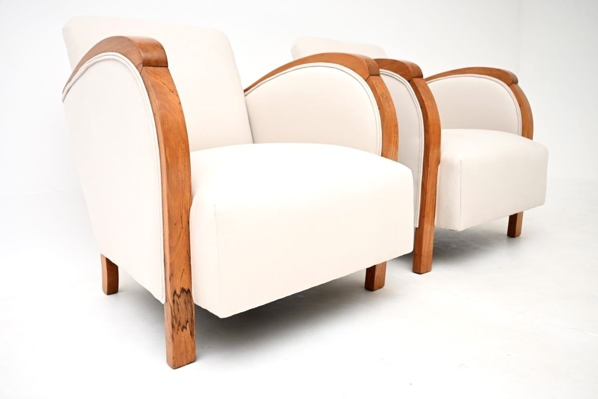 Pair Of Swedish Art Deco Armchairs In Walnut photo buy