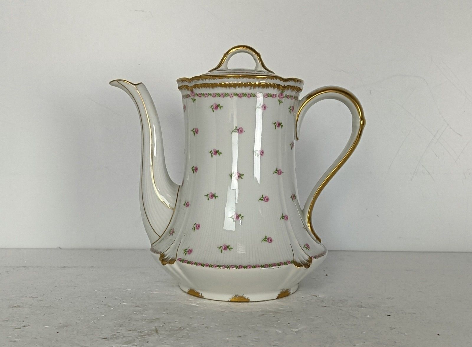 Tea Coffee Pot  Breakfast Plates Antique Dekor Gilda Limoges  Rose Buds  Frognet