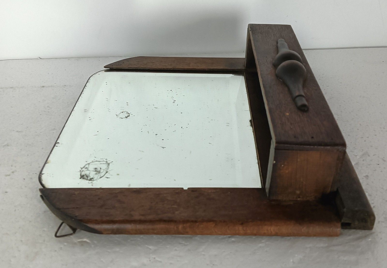Antique Small Wall Hanging Comb Shaving Cabinet Wood Beveled Glass photo Furniture