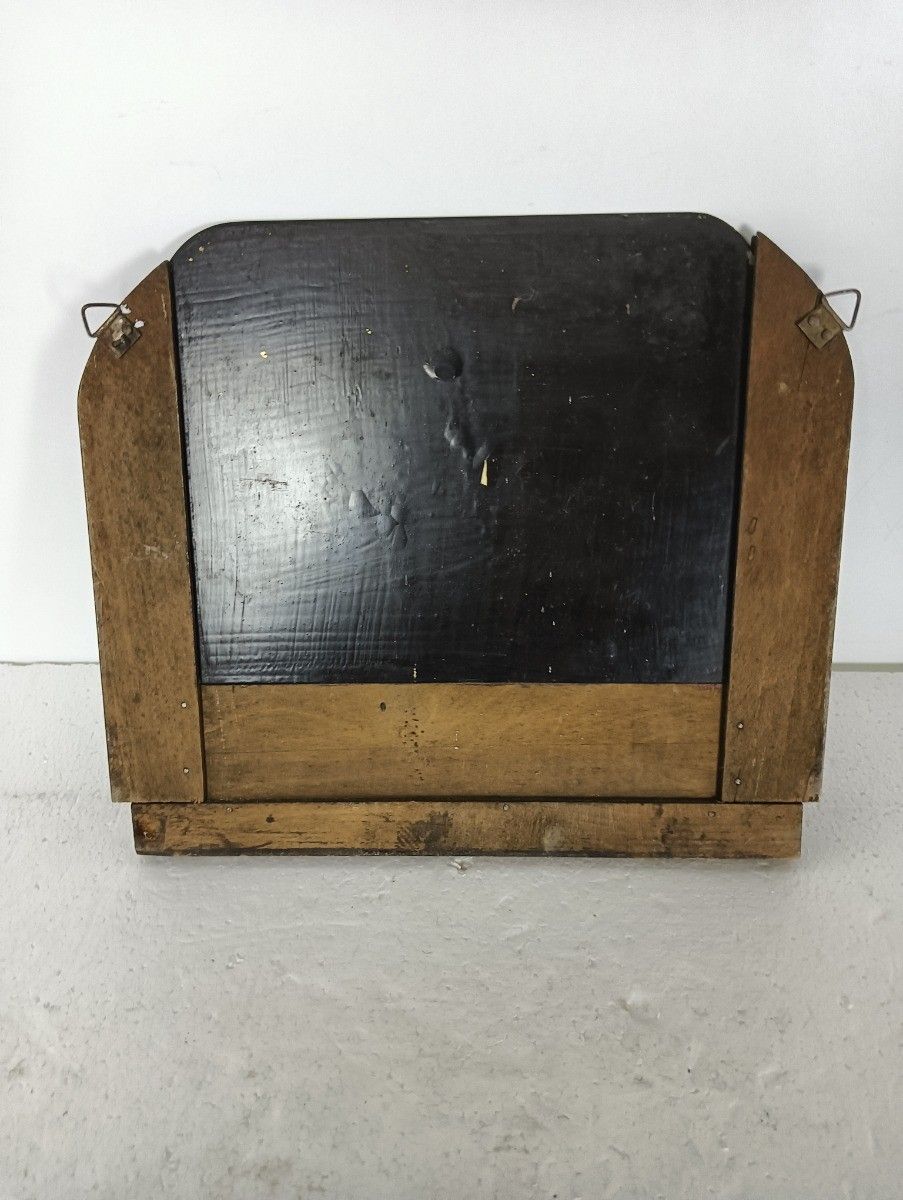 photo furniture Antique Small Wall Hanging Comb Shaving Cabinet Wood Beveled Glass