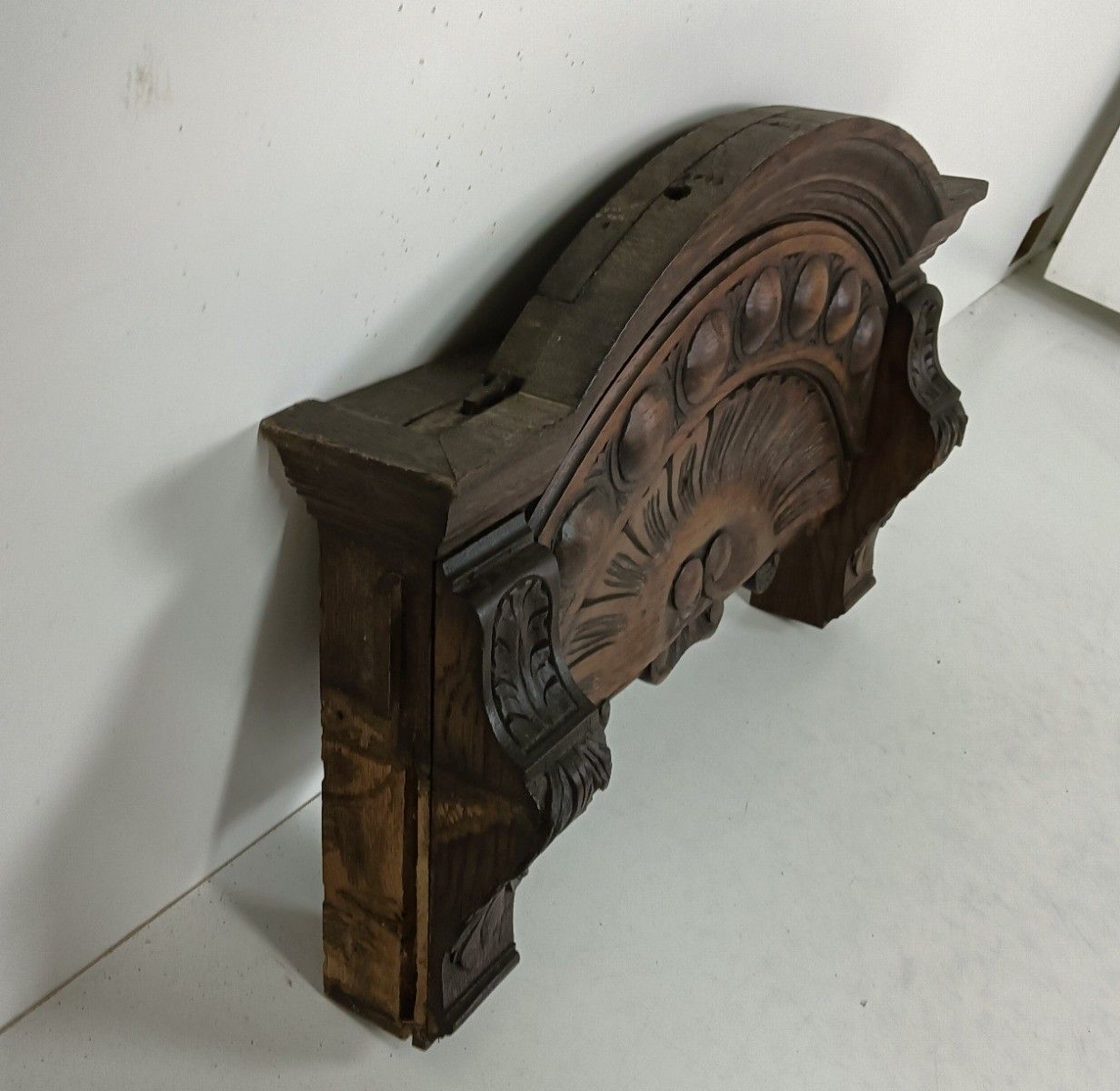 Antique Carved Wooden Ornate Pediment Over Door Architectural Reclaimed Salvaged photo furniture