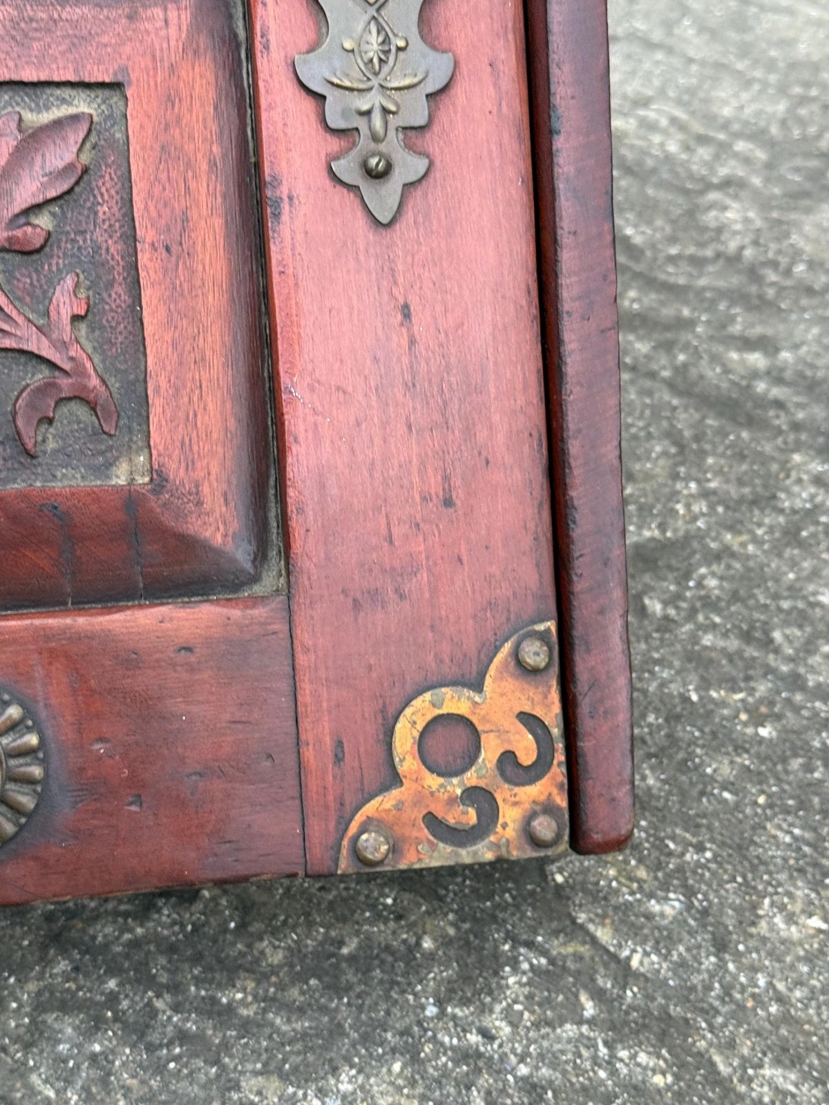 Antique Victorian Carved Wooden Coal Scuttle Brass Mount Fireside Storage Box photo buy