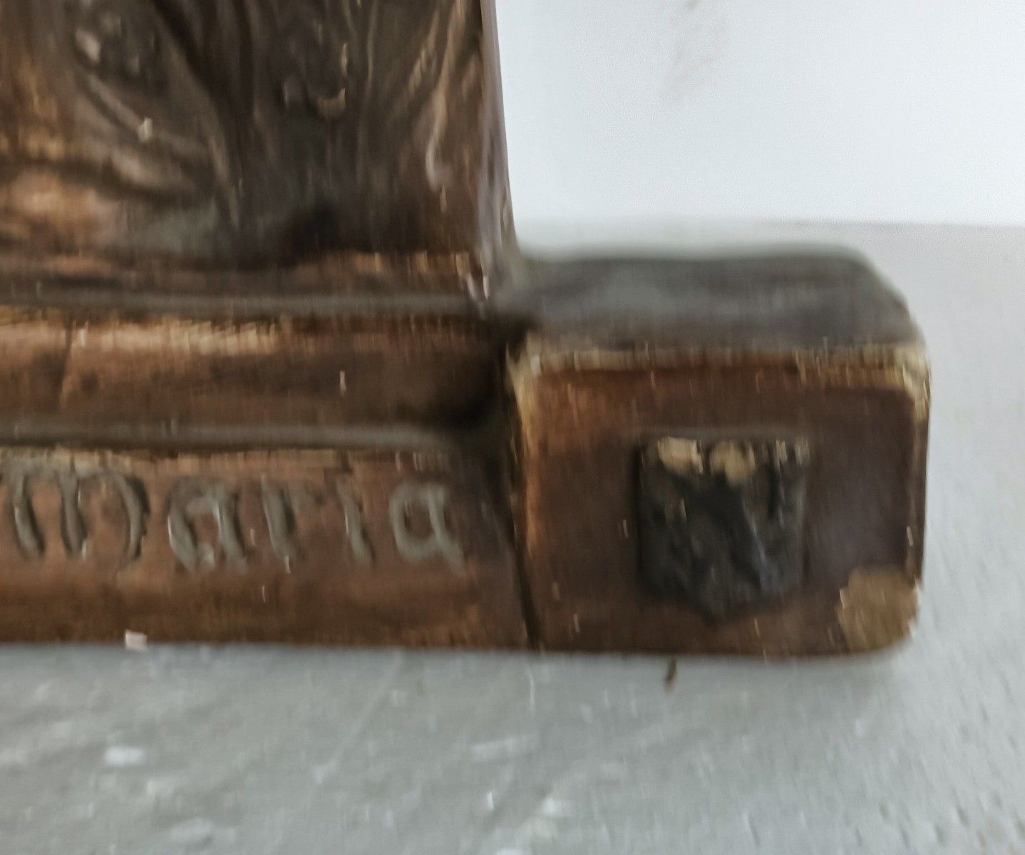 Antique Plaster Standing Hanging Plaque Statue Virgin Mary Madonna With Infant photo furniture